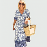 Constance | Robe Midi à Imprimé Floral avec Ourlet à Volants