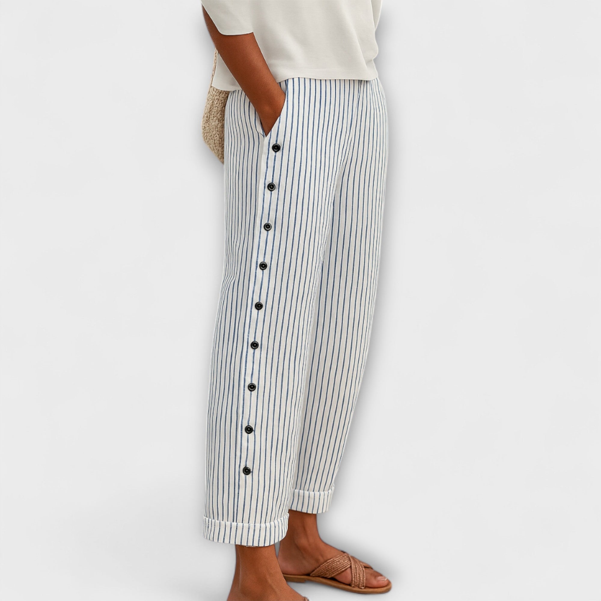 Rea - Pantalon de loisirs rayé décontracté
