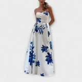 Rosalie - Robe Maxi Fleurie Épaule Dégagée Chic