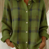Roswitha | Karierte Strickjacke mit Knopfleiste