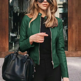 Elke | Kurze Lederjacke mit Stehkragen Jacke