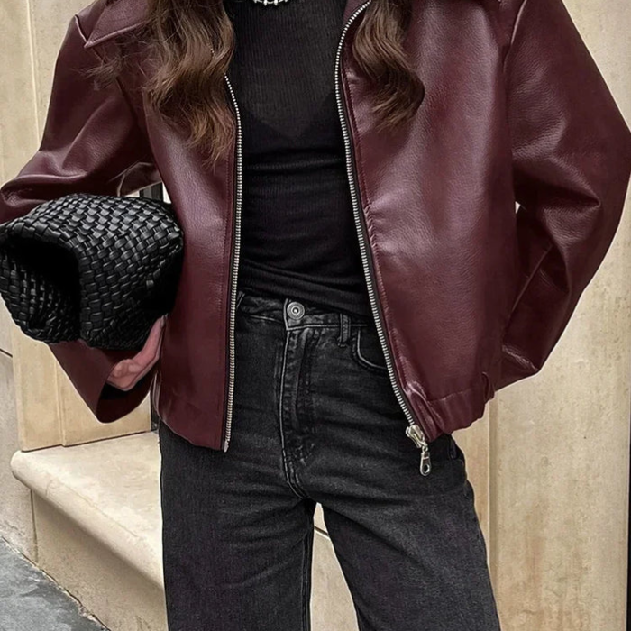 Theresia | Kurze Bomberjacke in Bordeaux Jacke