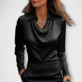 Meli - Blouse brillante avec col froncé