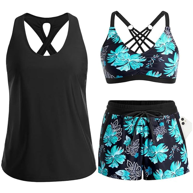 Maren | Drei-Teiliges Tankini-Bikini & Cover-Up Set