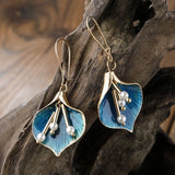 Boucles d'oreilles Lotus Bleu Antique
