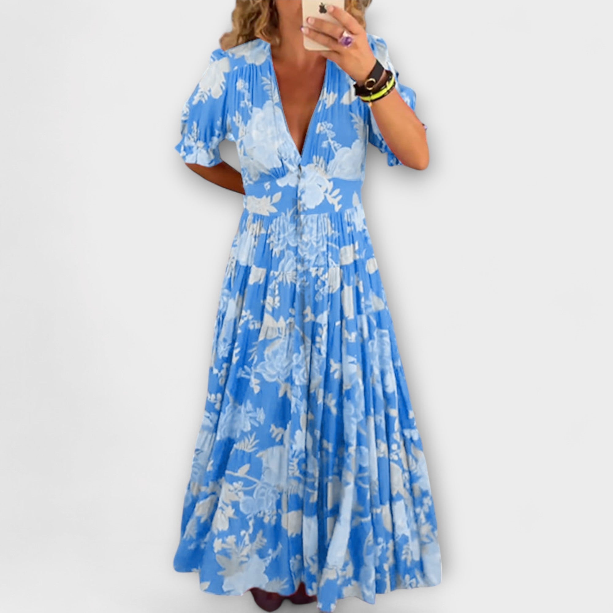 Catrisa - Robe à poches à imprimé floral et décolleté en V