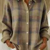 Roswitha | Karierte Strickjacke mit Knopfleiste