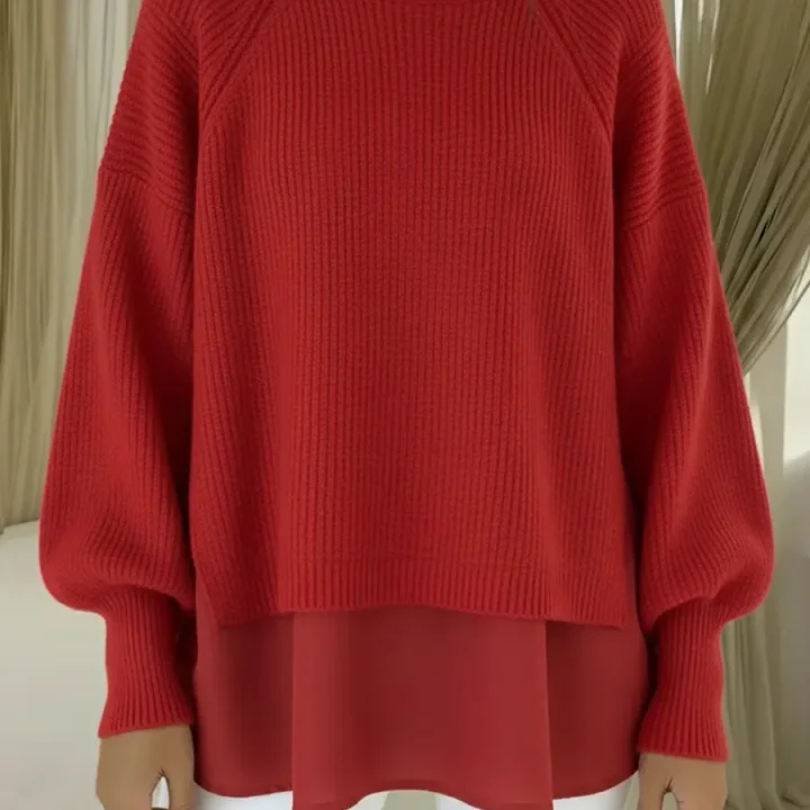 Anneliese | Grober Strickpullover im Lagen-Look