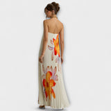Michelle - Robe Maxi Sweetheart en Fleur Orange