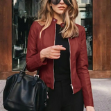 Elke | Kurze Lederjacke mit Stehkragen Jacke
