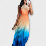 Haven - Robe maxi à plis dégradés sans dos élégante