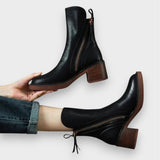 Elke | Lederstiefel mit Zierreißverschluss Stiefel