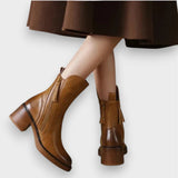 Elke | Lederstiefel mit Zierreißverschluss Stiefel