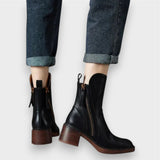 Elke | Lederstiefel mit Zierreißverschluss Stiefel