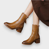 Elke | Lederstiefel mit Zierreißverschluss Stiefel