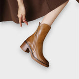 Elke | Lederstiefel mit Zierreißverschluss Stiefel
