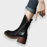Elke | Lederstiefel mit Zierreißverschluss Stiefel