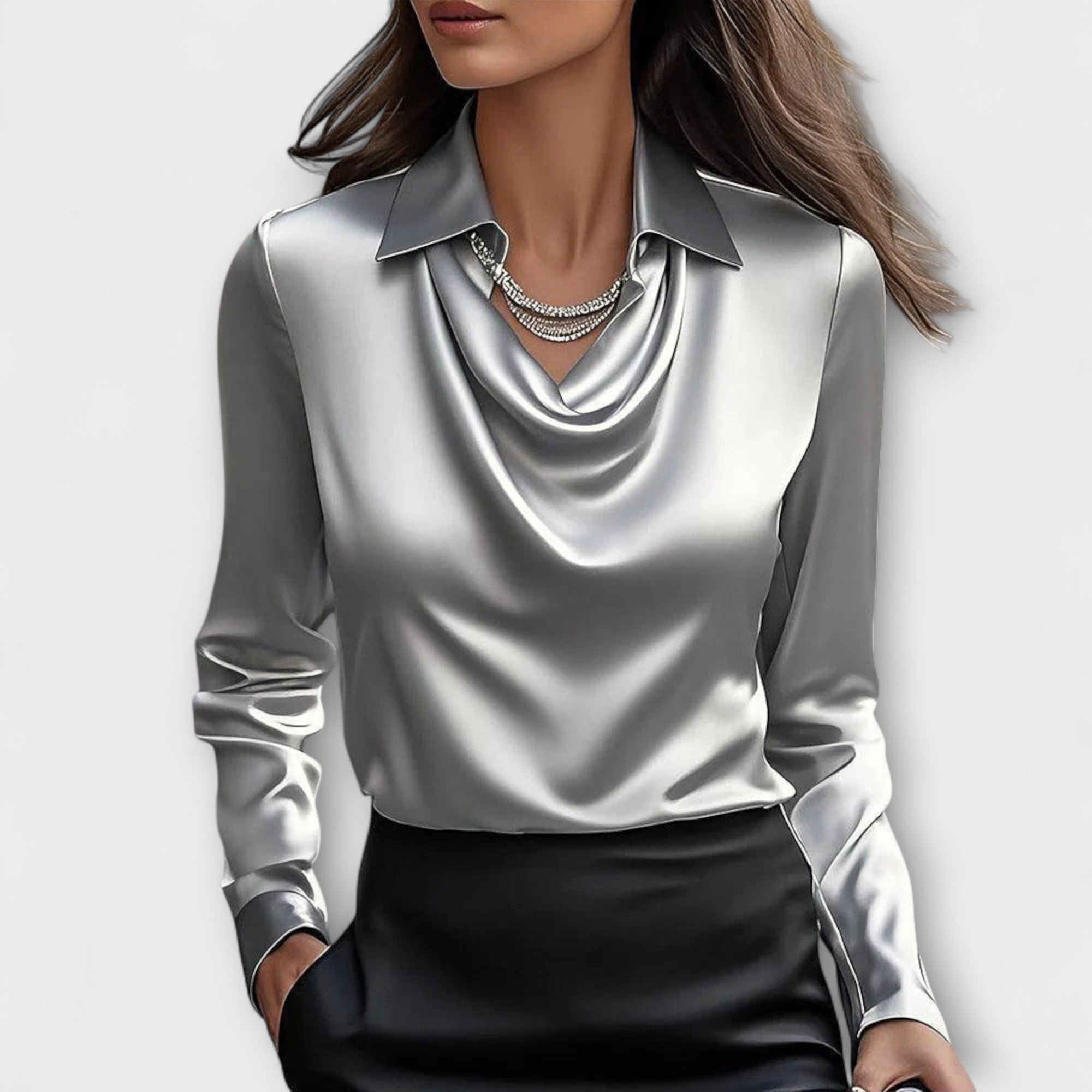 Meli - Blouse brillante avec col froncé