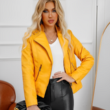 Wiebke | Kurze Kunstlederjacke in Sonnengelb