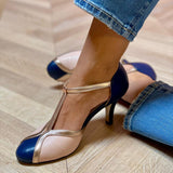 Aléssia - Farbige und bequeme T-Strap-Schuhe mit runder Zehenpartie
