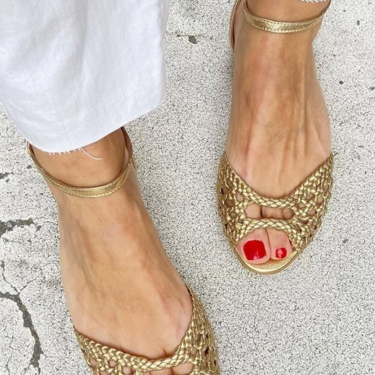 Isadora | Geflochtene Sandalen in Gold