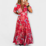 Catrisa - Robe à poches à imprimé floral et décolleté en V