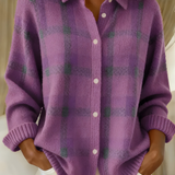 Roswitha | Karierte Strickjacke mit Knopfleiste