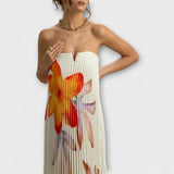 Michelle - Robe Maxi Sweetheart en Fleur Orange