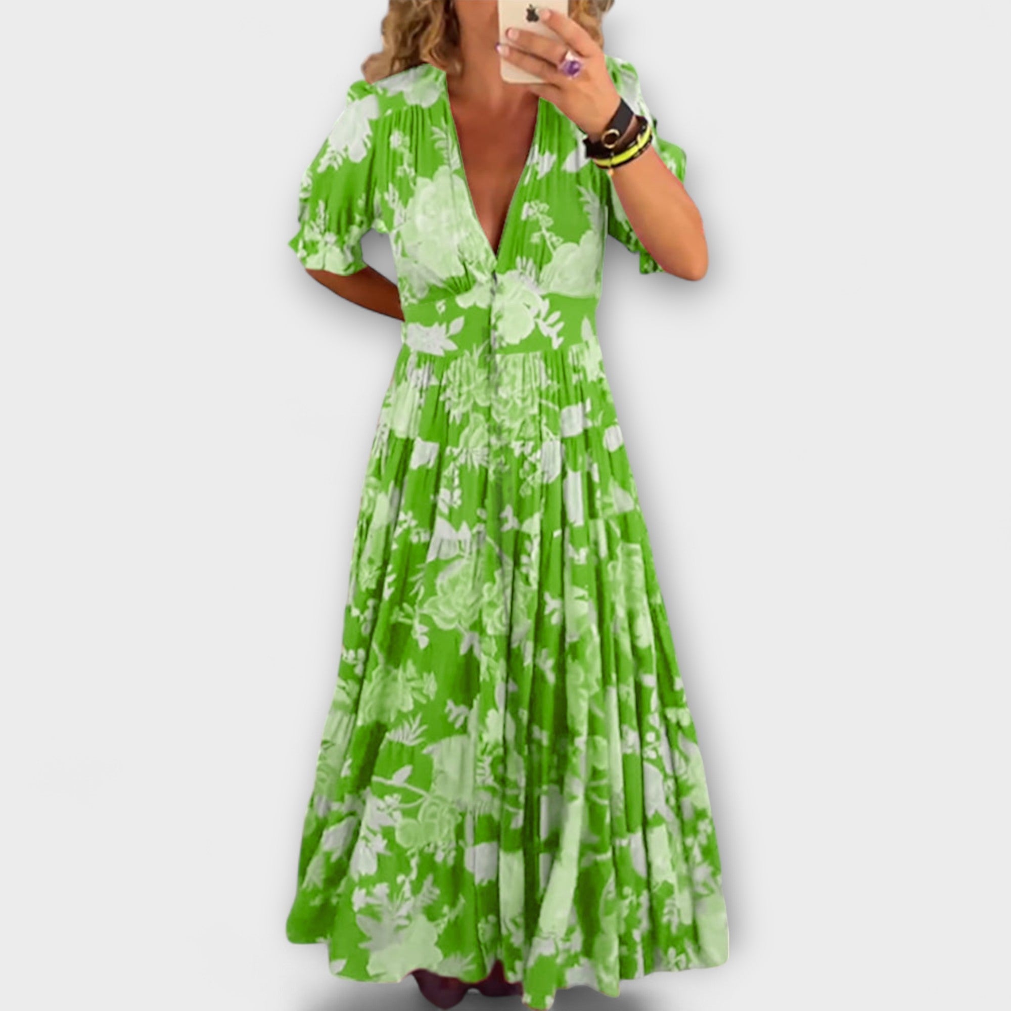 Catrisa - Robe à poches à imprimé floral et décolleté en V