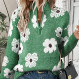 Judith | Floraler Kabelstrick-Pullover