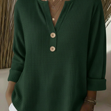 Magdalena | Weiche Waffelstrick-Henley Bluse