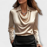 Meli - Blouse brillante avec col froncé