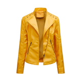 Wiebke | Kurze Kunstlederjacke in Sonnengelb