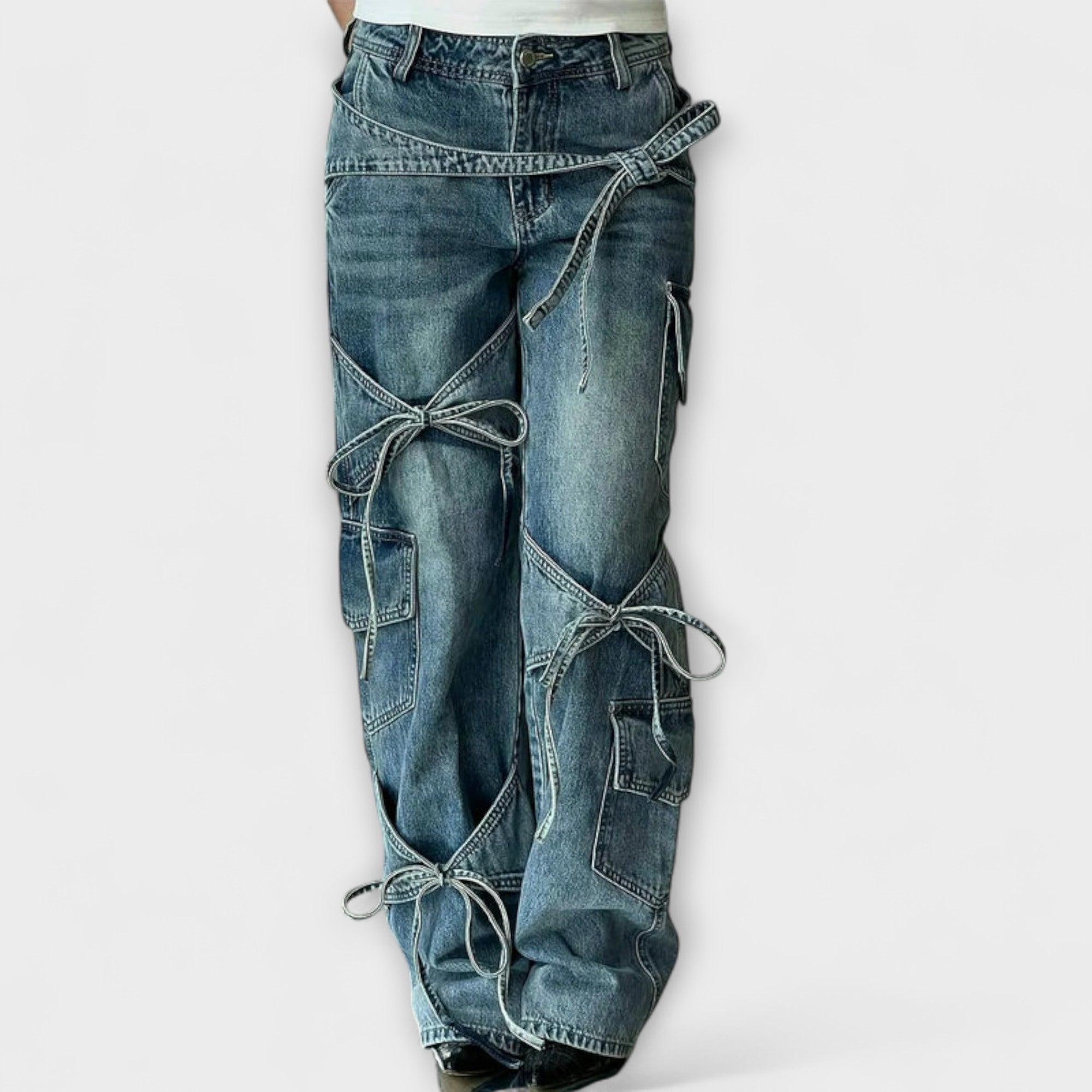 Paloma - Jeans en denim utilitaire avec détail de nœud
