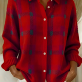 Roswitha | Karierte Strickjacke mit Knopfleiste