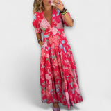 Catrisa - Robe à poches à imprimé floral et décolleté en V