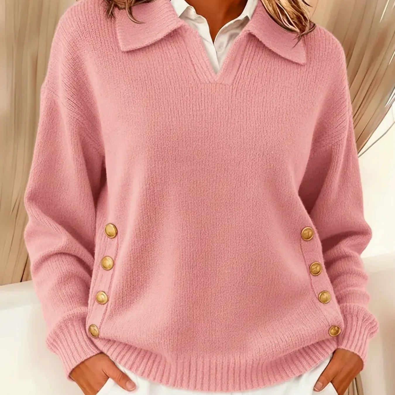Hannelore | Weicher Strickpullover mit Kragen