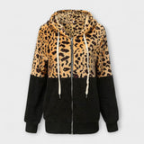 Lea - Sweat à capuche en polaire avec design léopard