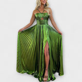 Robe maxi en tissu métallisé