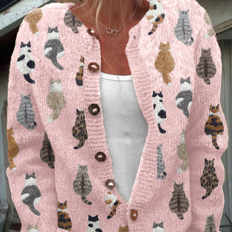 Sabine | Strickjacke mit Katzenmotiven