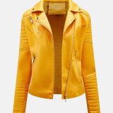 Elfi | Kurze Bikerjacke in Sonnengelb
