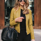 Elke | Kurze Lederjacke mit Stehkragen Jacke