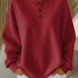 Heidi | Weiches Waffel-Henley-Sweatshirt