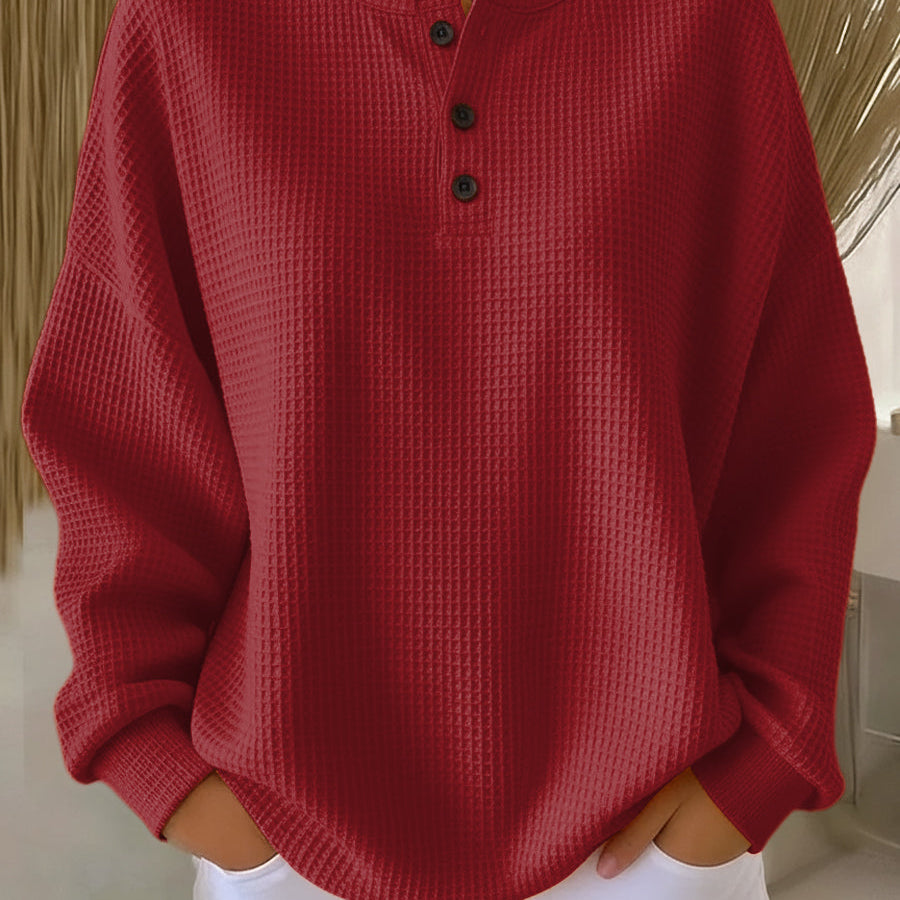 Heidi | Weiches Waffel-Henley-Sweatshirt