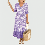 Constance | Robe Midi à Imprimé Floral avec Ourlet à Volants