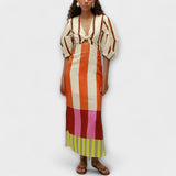Kaya - Robe maxi avec décolleté et manches bouffantes