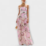 Tatum - Robe maxi sans épaules en pastel époustouflante