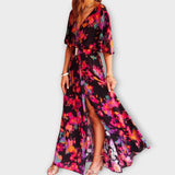Sabine - Robe maxi portefeuille élégante avec design fluide