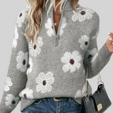 Judith | Floraler Kabelstrick-Pullover