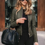 Elke | Kurze Lederjacke mit Stehkragen Jacke
